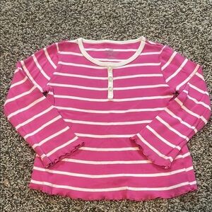 Okie Dokie Pink and White Striped Long Sleeve Tee